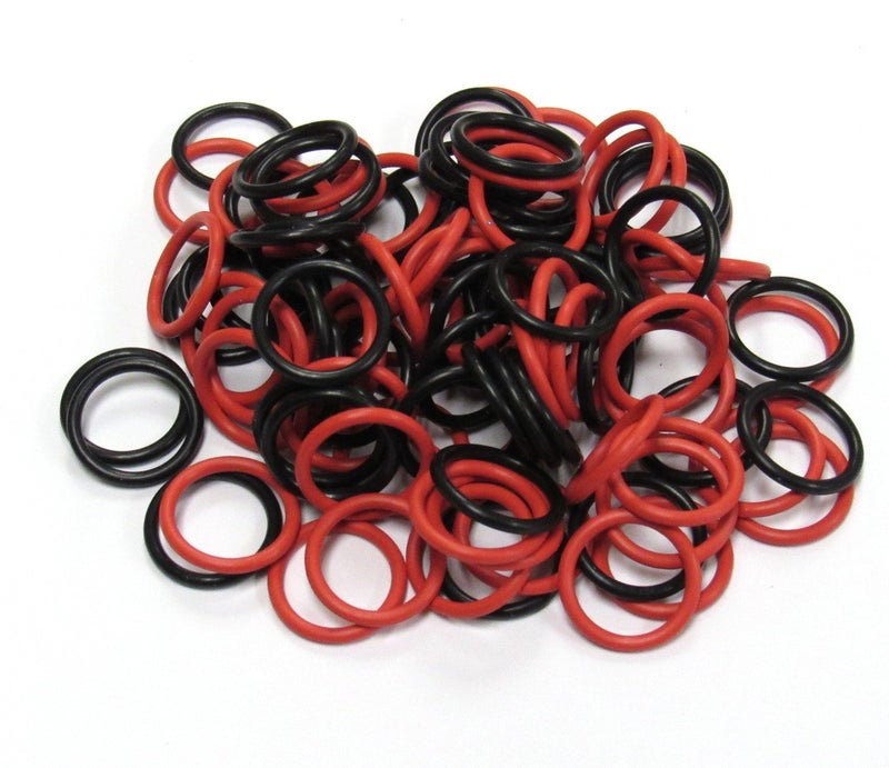 Captain O-Ring (100 Pack) Soft Stitch Ring Markers (Available in 3 Sizes, Includes 2 Colors, for Knitting/Crochet/etc) (Medium (Needle 9-15), Red & Black) - Image 1
